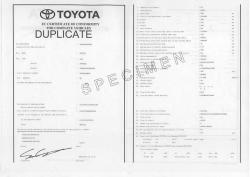 Certificat de conformité gratuit Toyota